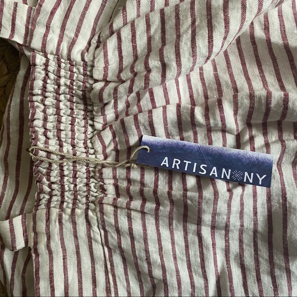 Red and white striped women’s button down dress - Picture 2 of 4